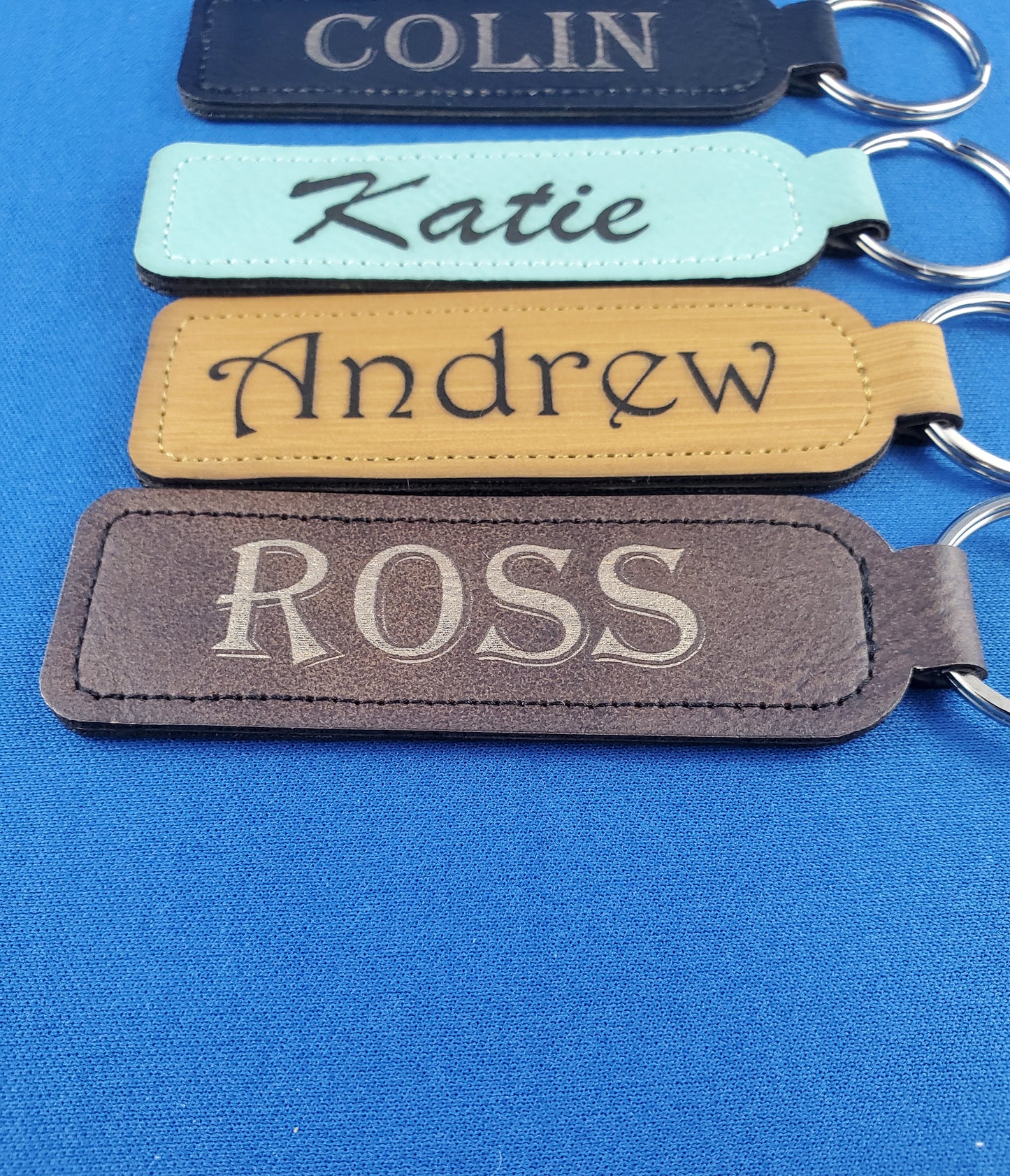 Custom Name Keychain - 17 Leatherette Options