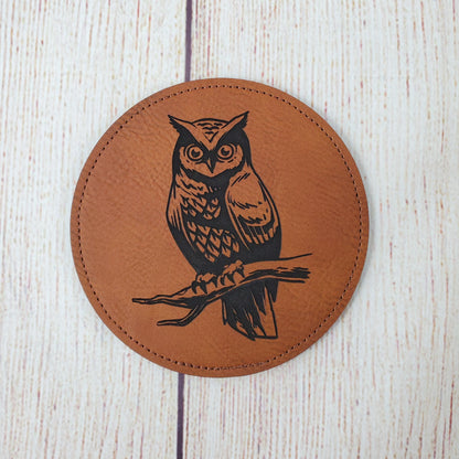 Owl Coaster - 17 Leatherette Options