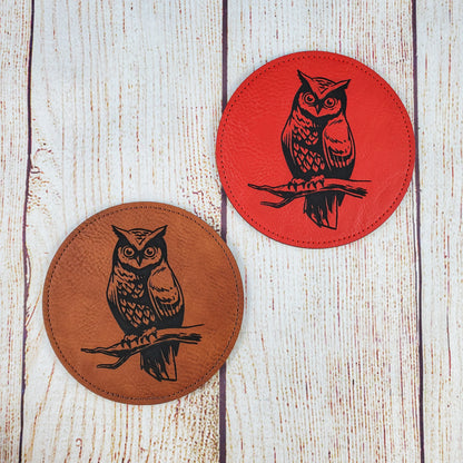 Owl Coaster - 17 Leatherette Options