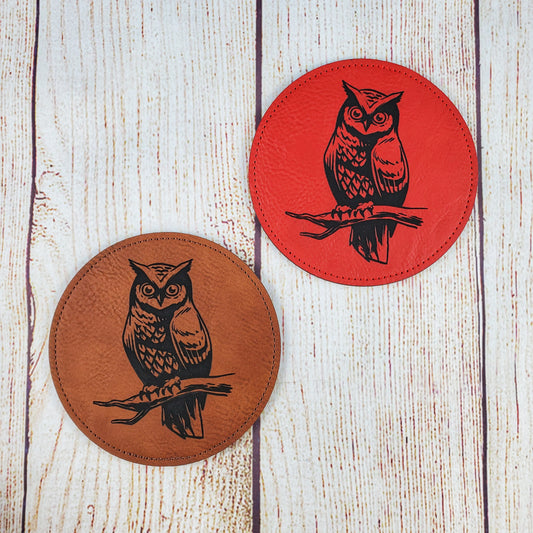 Owl Coaster - 17 Leatherette Options