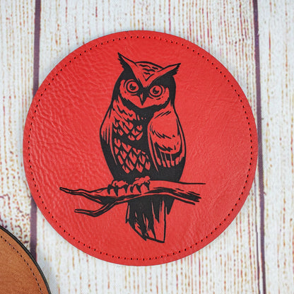 Owl Coaster - 17 Leatherette Options