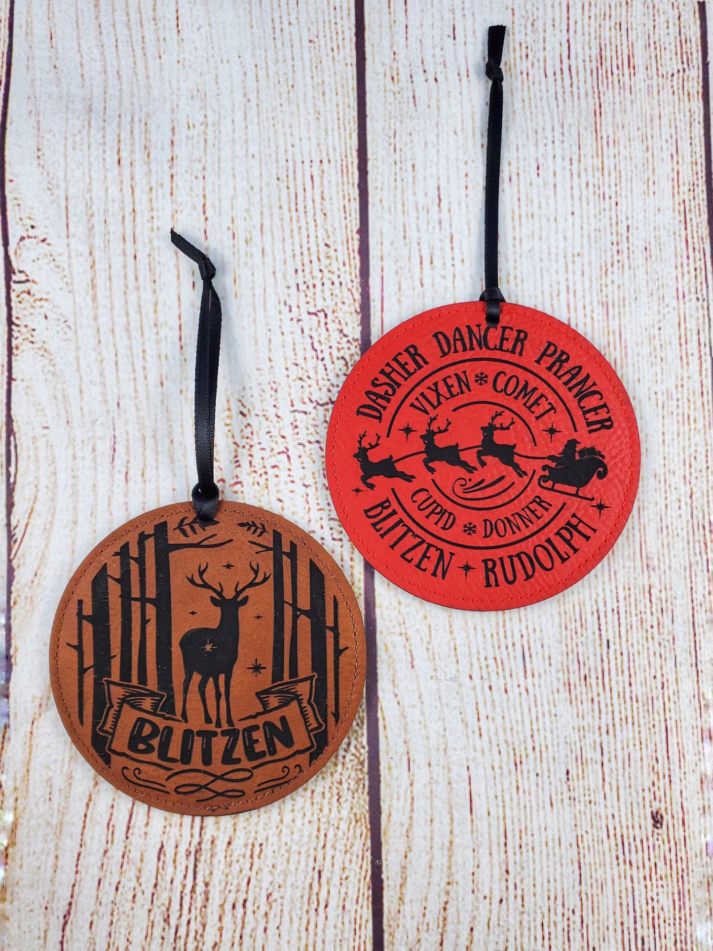 Reindeer Christmas Ornaments- 11 Colours - Faux Leather