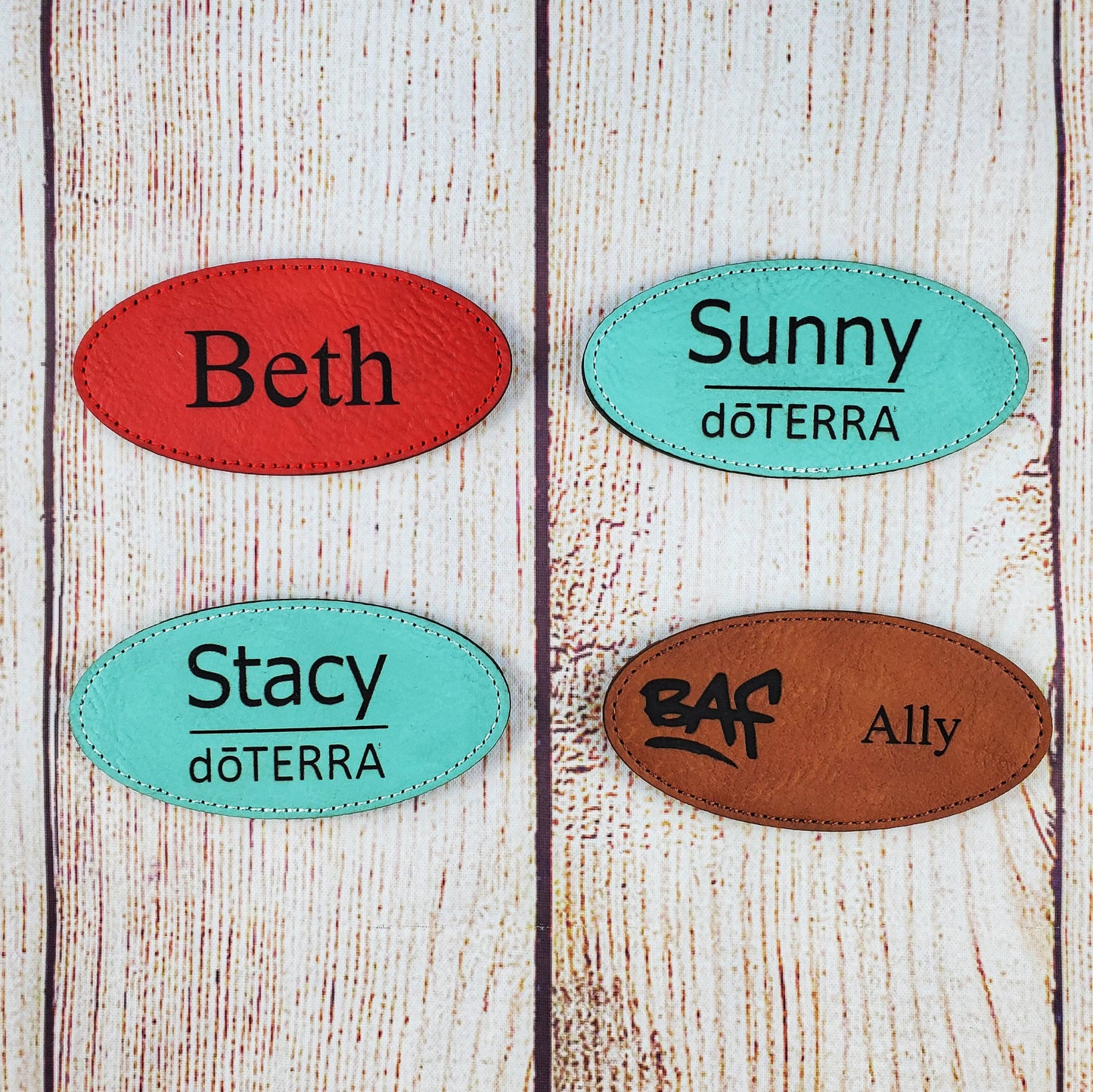 Custom Oval Leatherette Name Badge - 17 Leatherette Options