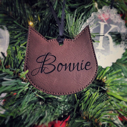 Pet Name Christmas Ornaments- 17 Colours - Faux Leather