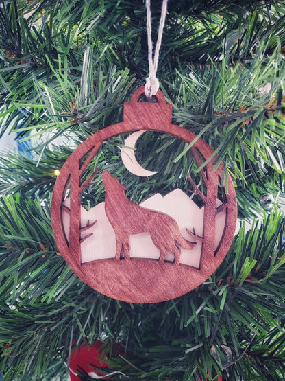 Nature themed wood ornaments - Bear, Deer and Wolf