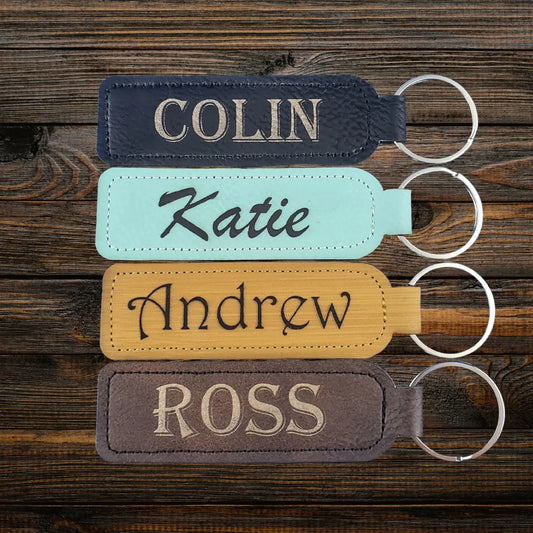 Custom Name Keychain - 17 Leatherette Options